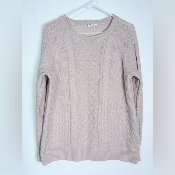 GAP Pale Blush Cable Knit 100% Cotton Sweater Women’s size Large - Picture 2 of 7